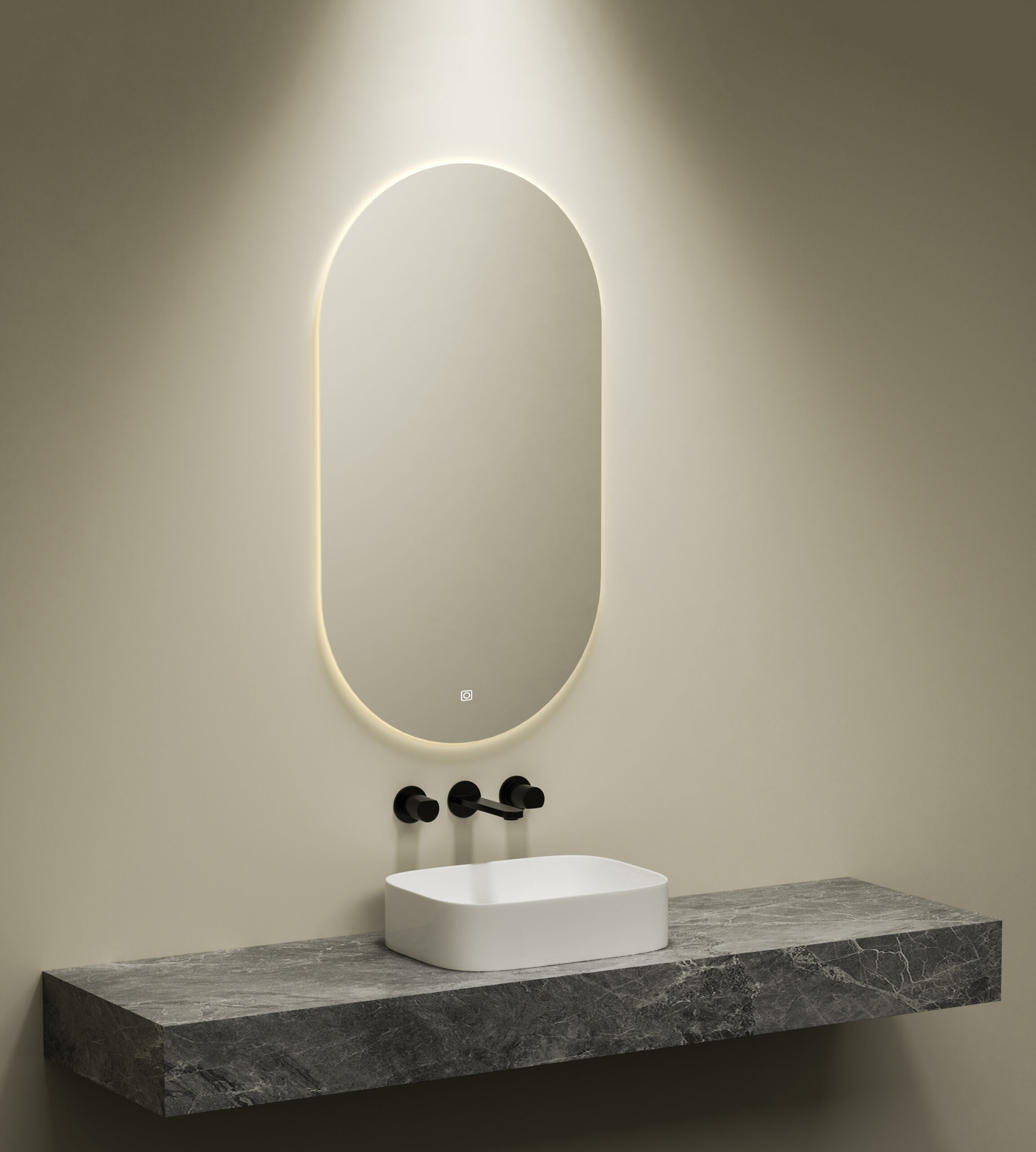 KAYvit Velora | Badkamer Spiegel Lang Ovaal 45X90 Cm Met LED Verlichting – 3 Kleuren