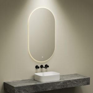 Smart badkamer spiegel lang ovaal 45X100 cm met LED verlichting en 3 kleuren