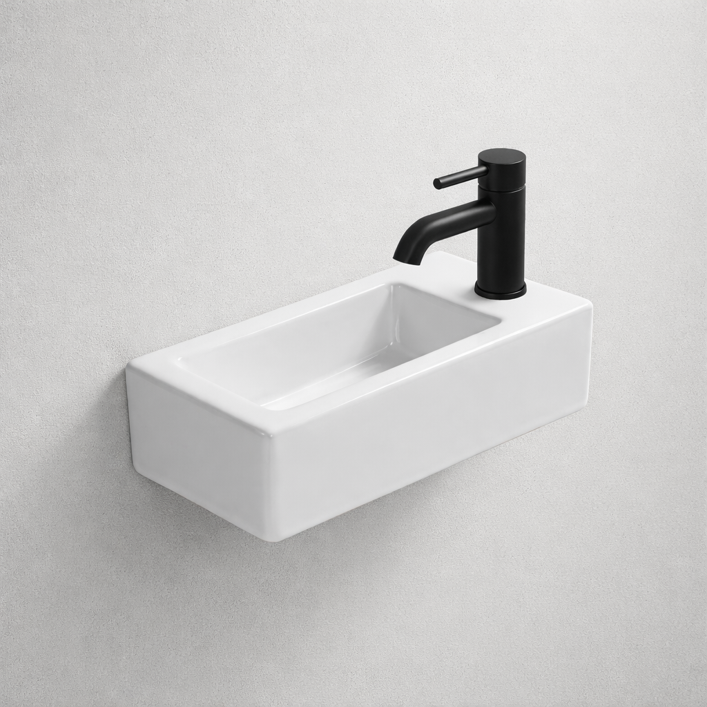 DESERT toiletfontein lang vierkant | MAT WIT | Kraangat rechts | Kayvit