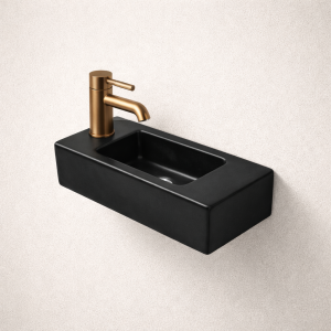 DESERT Toiletfontein lang vierkant | MAT ZWART | Kraangat links | Kayvit