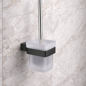 NEXO Toiletborstelhouder | mat black met Dofglas 95X95X360mm | KAYvit