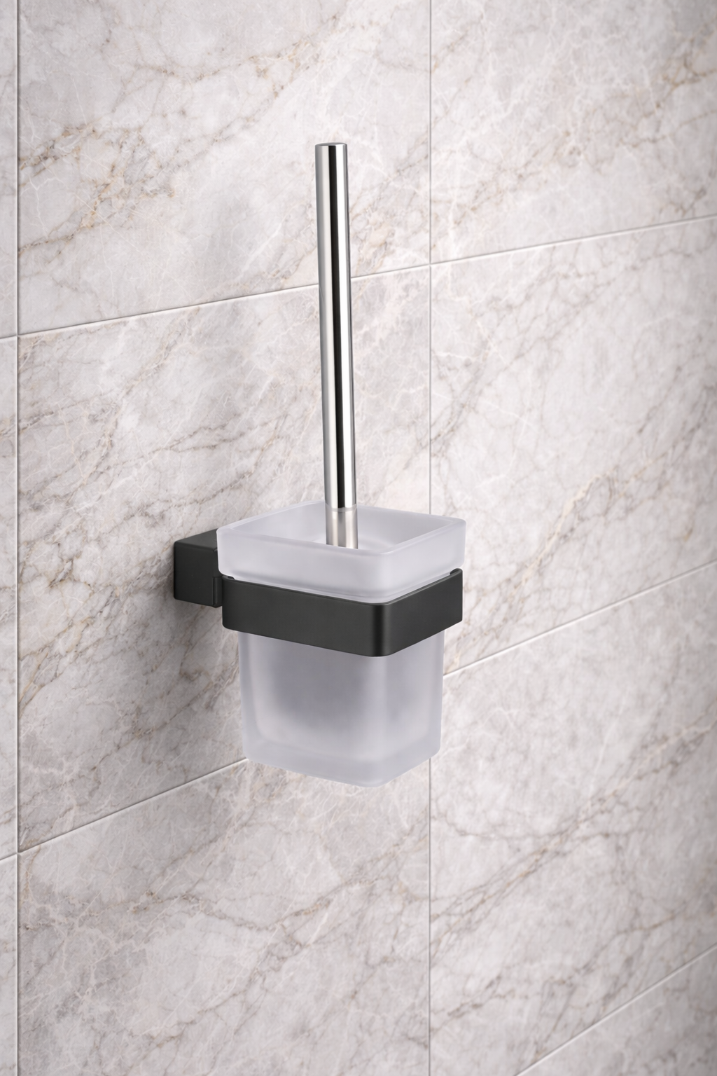 KAYvit toiletborstelhouder Mat black met Dofglas 95X95X360 mm