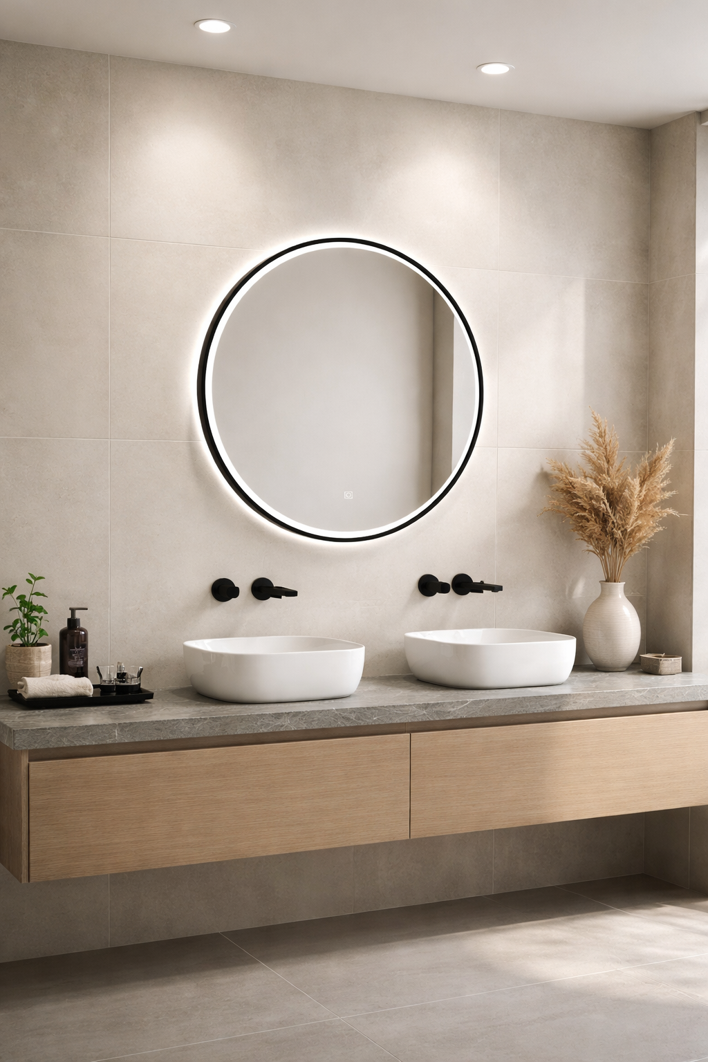 KAYvit Lumi | Badkamer Spiegel Rond 60 Cm Met LED aan de voorkant – 3 Kleuren