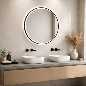 KAYvit Lumi | Badkamer Spiegel Rond 70 Cm Met LED aan de voorkant – 3 Kleuren