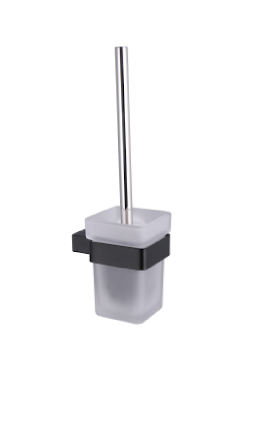 Toiletborstelhouder Mat black met Dofglas 95X95X360 mm