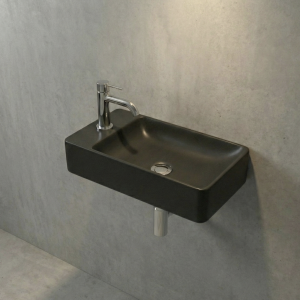 LUVIA Toiletfontein vierkant | MAT ZWART | Kraangat links | Kayvit