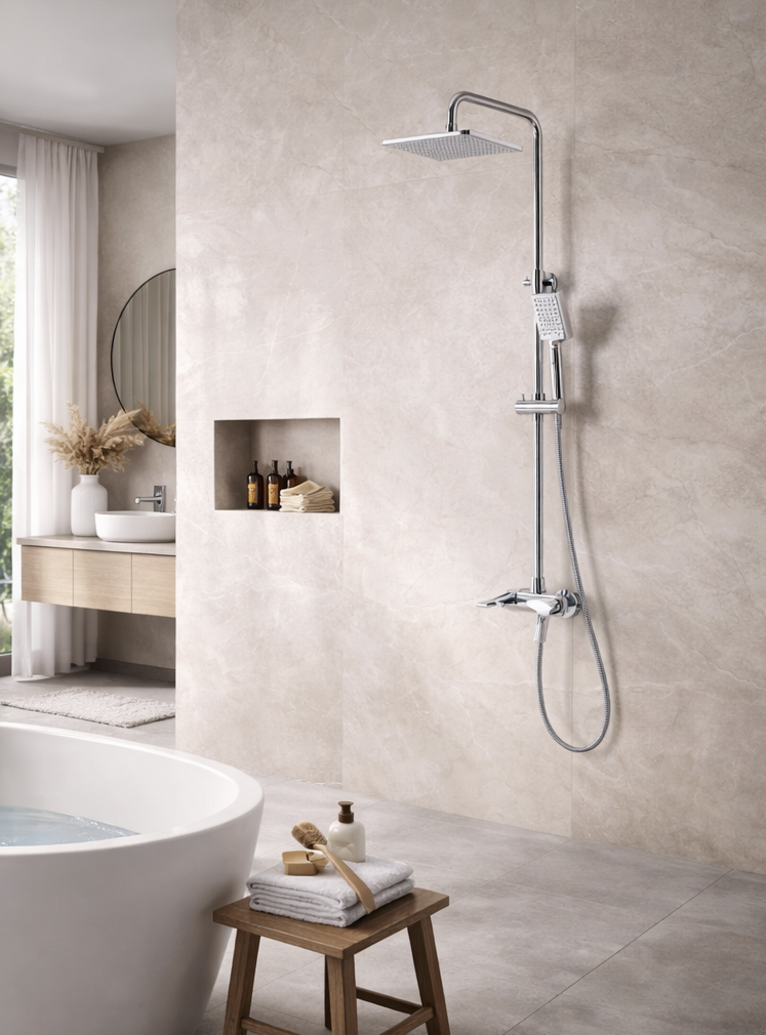 LUNOX regendoucheset | Chroom 210x205x1510mm | Kayvit