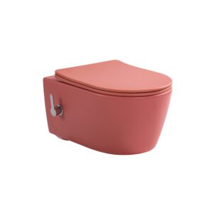 Bidet Hangtoilet mat roze rond | Tornado/rimless | warm en koud water | Kayvit