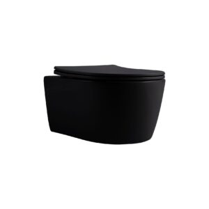 Hangtoilet mat zwart rond | Softclose | Quickrelease | Randloos incl. zitting | Kayvit