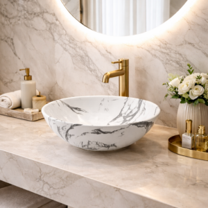 Vittorio marmerlook opbouw waskom | Wit 380X380X130 KAYVIT