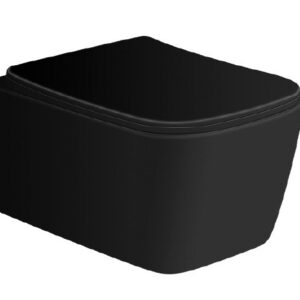 Hangtoilet mat zwart vierkant | Softclose & Quickrelease | Tornado | Randloos incl. zitting | Kayvit