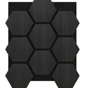 Akoestische Panelen Hexagon Hout Naturel Zwart Eiken met Zwart Vilt