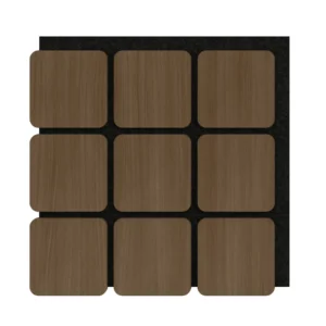 Akoestische Panelen Kubus Hout Donker Gerookt Naturel Eiken Bruin met Zwart Vilt